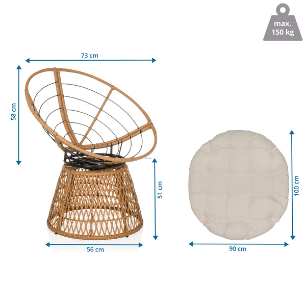B-Ware Hjh Living Papasansessel Drehsessel Weavora Outdoor Sessel Beige - 4064323107149