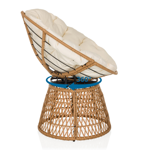 B-Ware Hjh Living Papasansessel Drehsessel Weavora Outdoor Sessel Beige - 4064323107149
