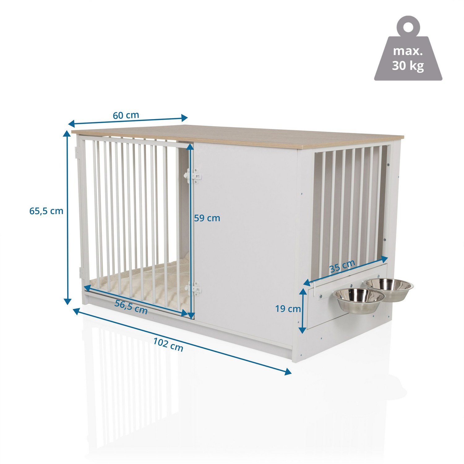 Hjh Living Pawhome Xl Hundebox Hundekäfig Hund Mittelgroße Hunderassen Weiß B-Ware - 4064323107484