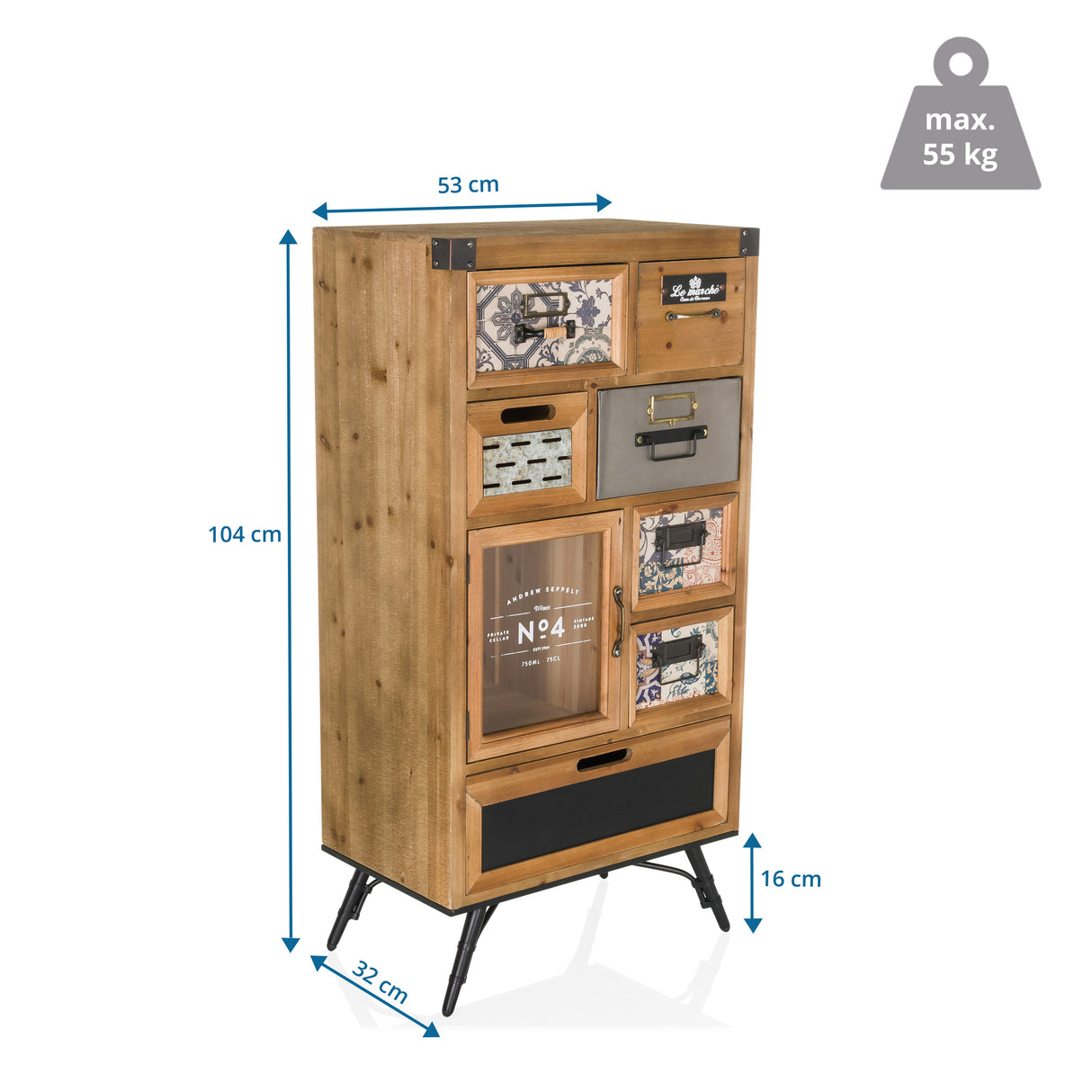 B-Ware Hjh Living Sideboard Kommode Holz Continento S Schubladen Used Look Vintage - 4064323106401