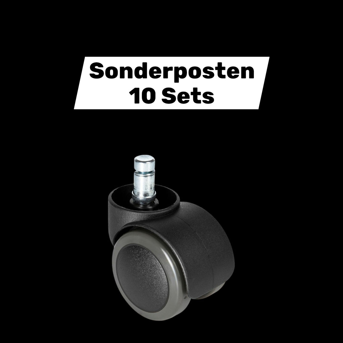 hjh OFFICE 5x ROLO FREE 10mm/50mm Hartböden Stuhlrollen Schwarz 10 SETS - 4260354052285