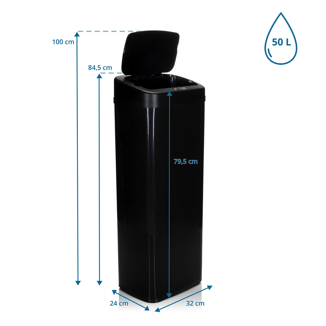 Hjh Office Abfallsammler Mülleimer Clean V Mit Sensor 50 L Stahl Schwarz Eimer B-Ware