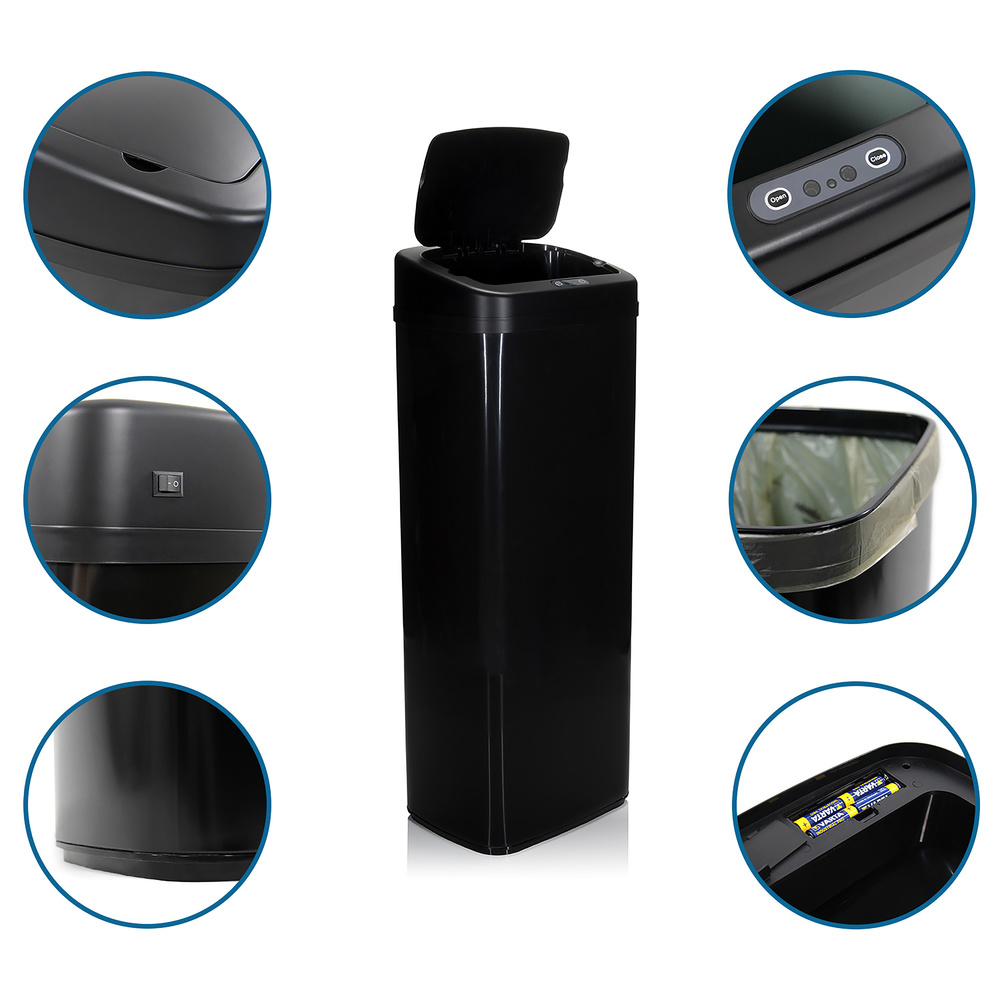 Hjh Office Abfallsammler Mülleimer Clean V Mit Sensor 50 L Stahl Schwarz Eimer B-Ware