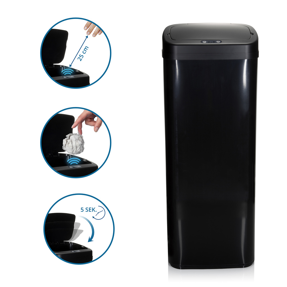 Hjh Office Abfallsammler Mülleimer Clean V Mit Sensor 50 L Stahl Schwarz Eimer B-Ware