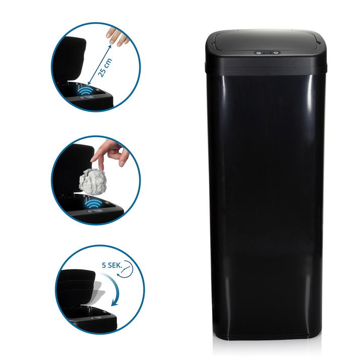 Hjh Office Abfallsammler Mülleimer Clean V Mit Sensor 50 L Stahl Schwarz Eimer B-Ware