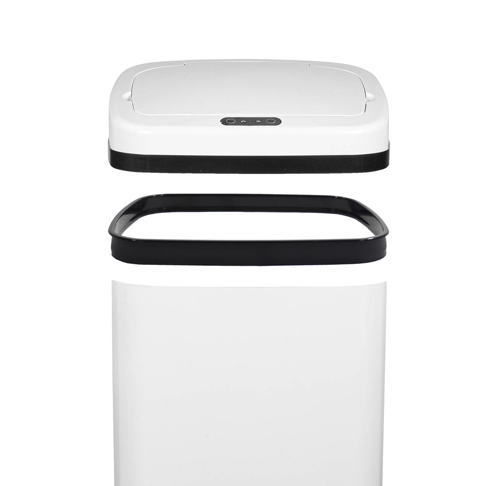 hjh OFFICE Mülleimer Abfallsammler CLEAN V 50L mit Infrarot-Sensor weiß 83cm - 4064323013259