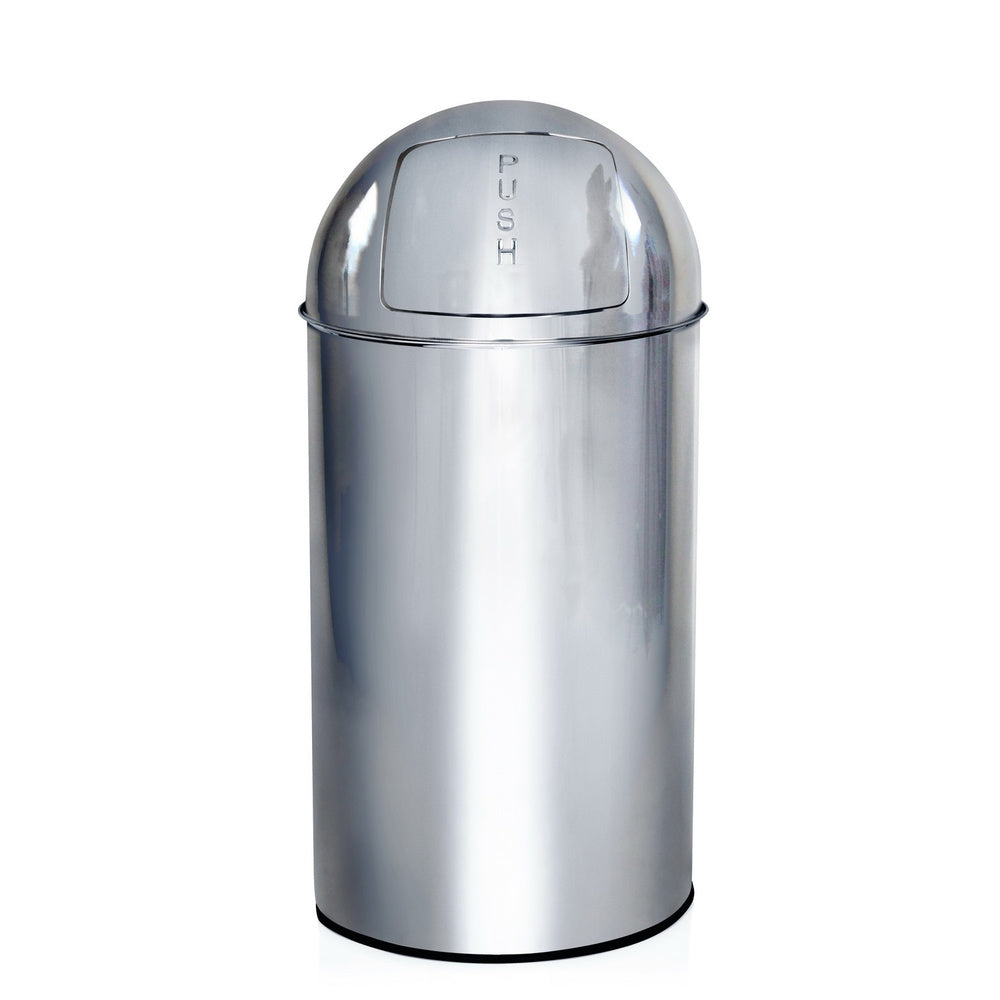 hjh OFFICE Abfallsammler Mülleimer PUSH 50L chrom Stahlblech Inneneimer - 4251084668914