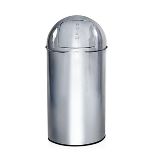 B-Ware hjh OFFICE Abfallsammler Mülleimer PUSH 50L chrom Stahlblech Inneneimer