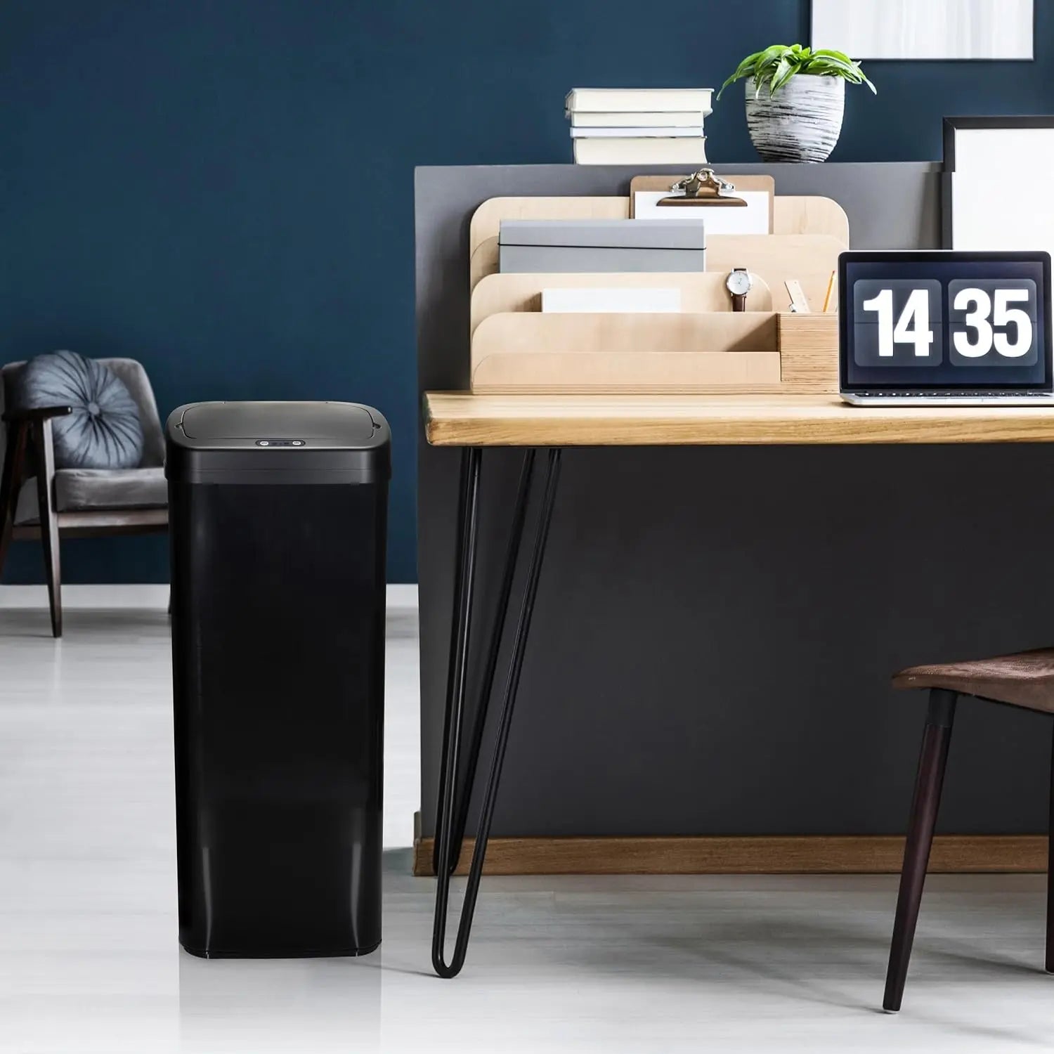 B-Ware Hjh Office Abfallsammler Mülleimer Clean V Mit Sensor 50 L Stahl Weiß Eimer - 5054061071085