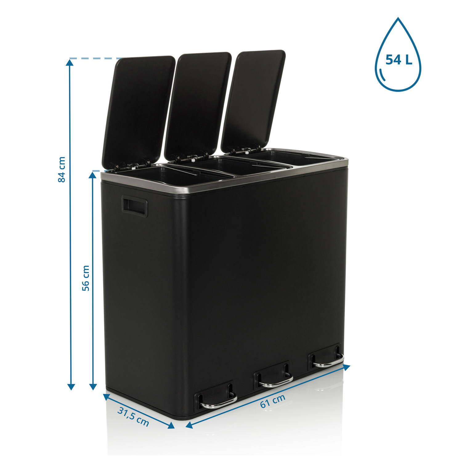 B-Ware Hjh Office Abfallsammler Mülltrennsystem Clean Ix Eimer 54 L 3x18 L Stahl Schw729 - 4064323037729