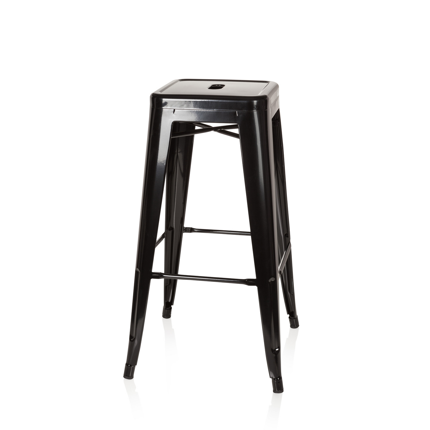 Tabouret de bar haut Hjh Office Vantaggio, noir métallisé, produit de seconde main.