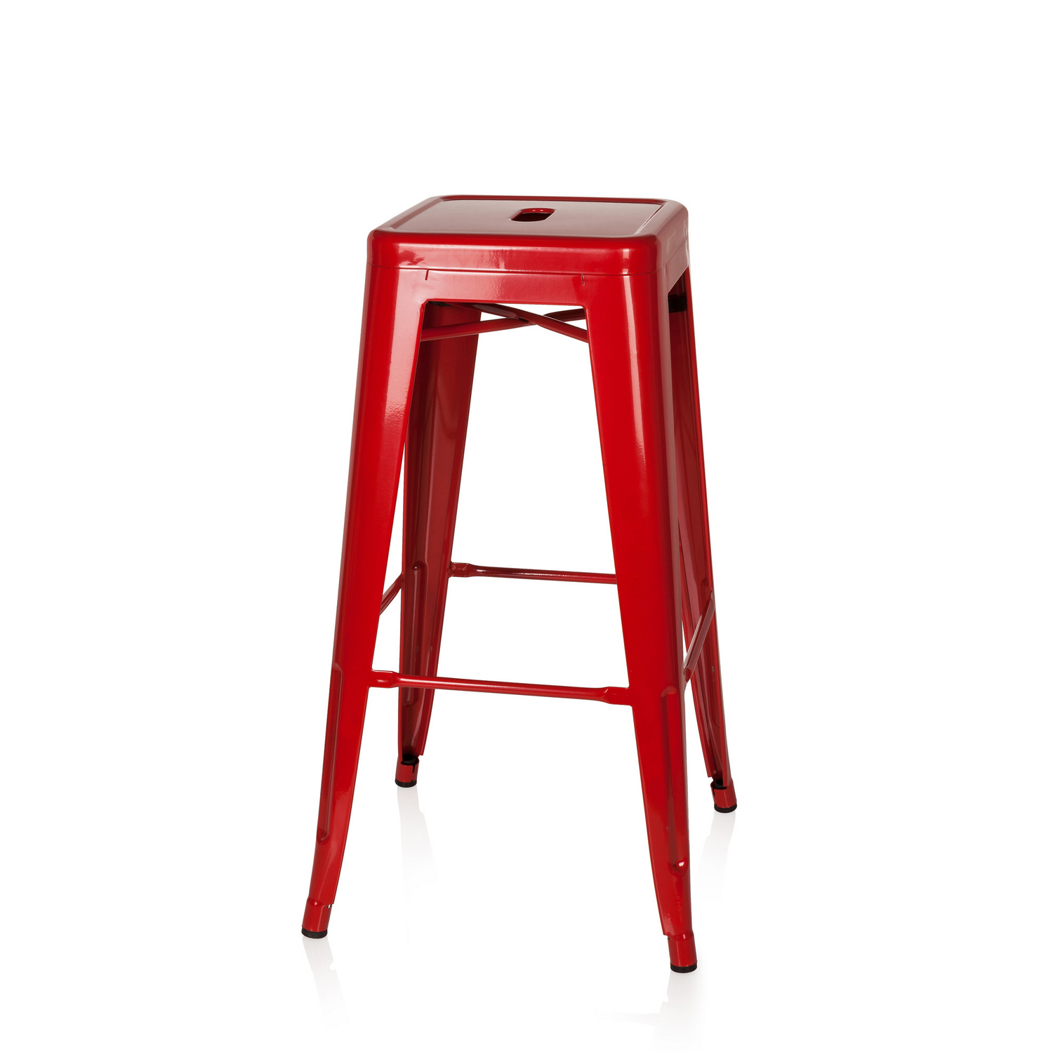 B-Ware Hjh Office Barhocker Hocker Vantaggio High Metallic Rot Stapelbar Gastronomie