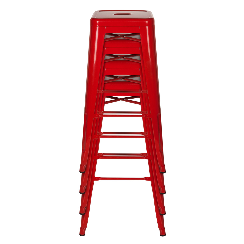 B-Ware Hjh Office Barhocker Hocker Vantaggio High Metallic Rot Stapelbar Gastronomie