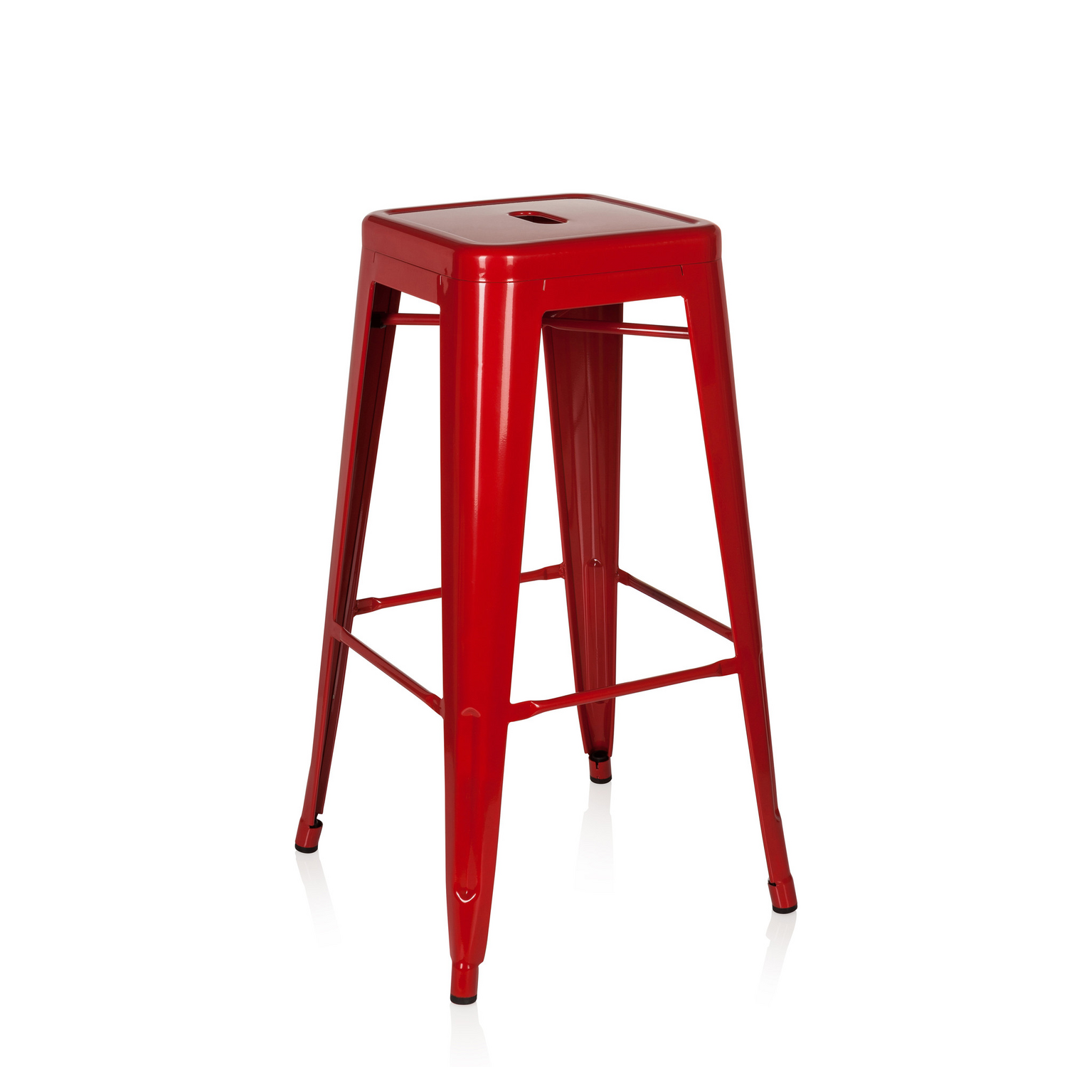 B-Ware Hjh Office Barhocker Hocker Vantaggio High Metallic Rot Stapelbar Gastronomie