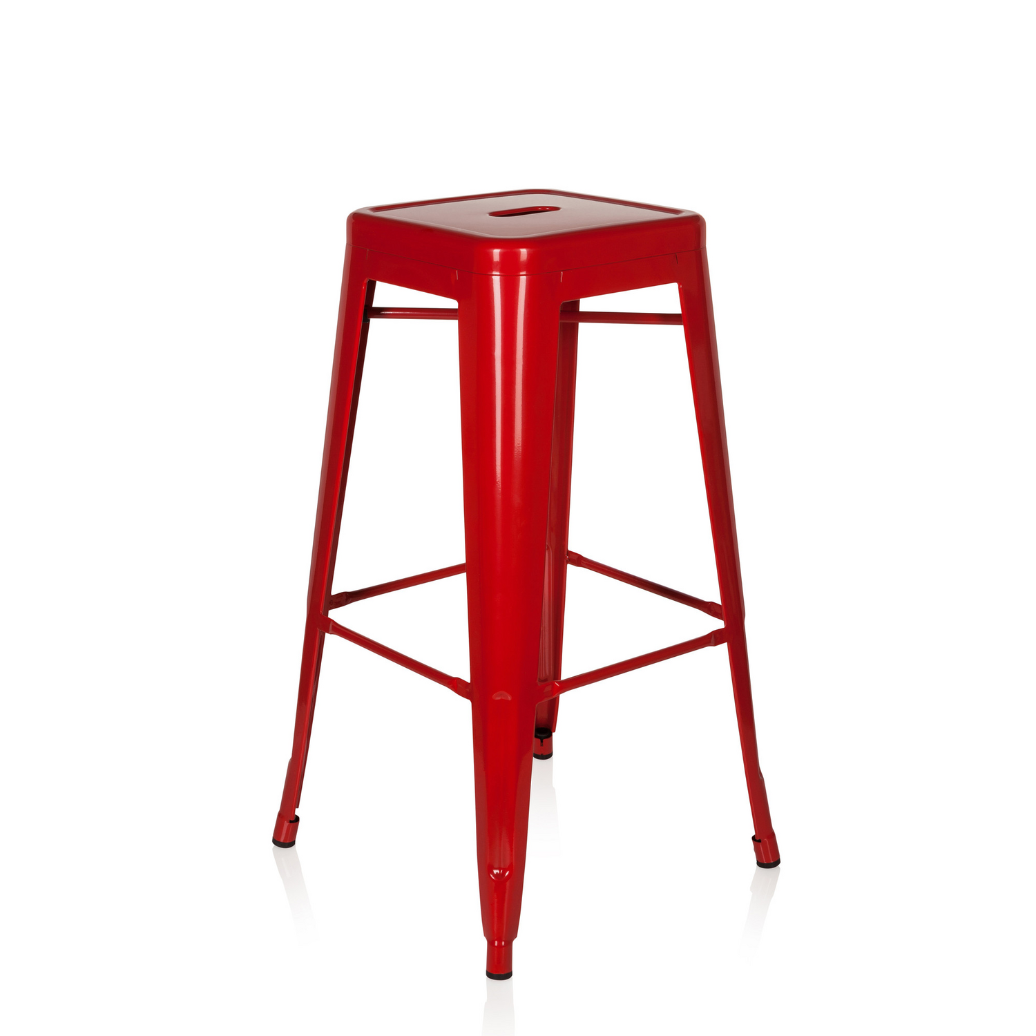 B-Ware Hjh Office Barhocker Hocker Vantaggio High Metallic Rot Stapelbar Gastronomie