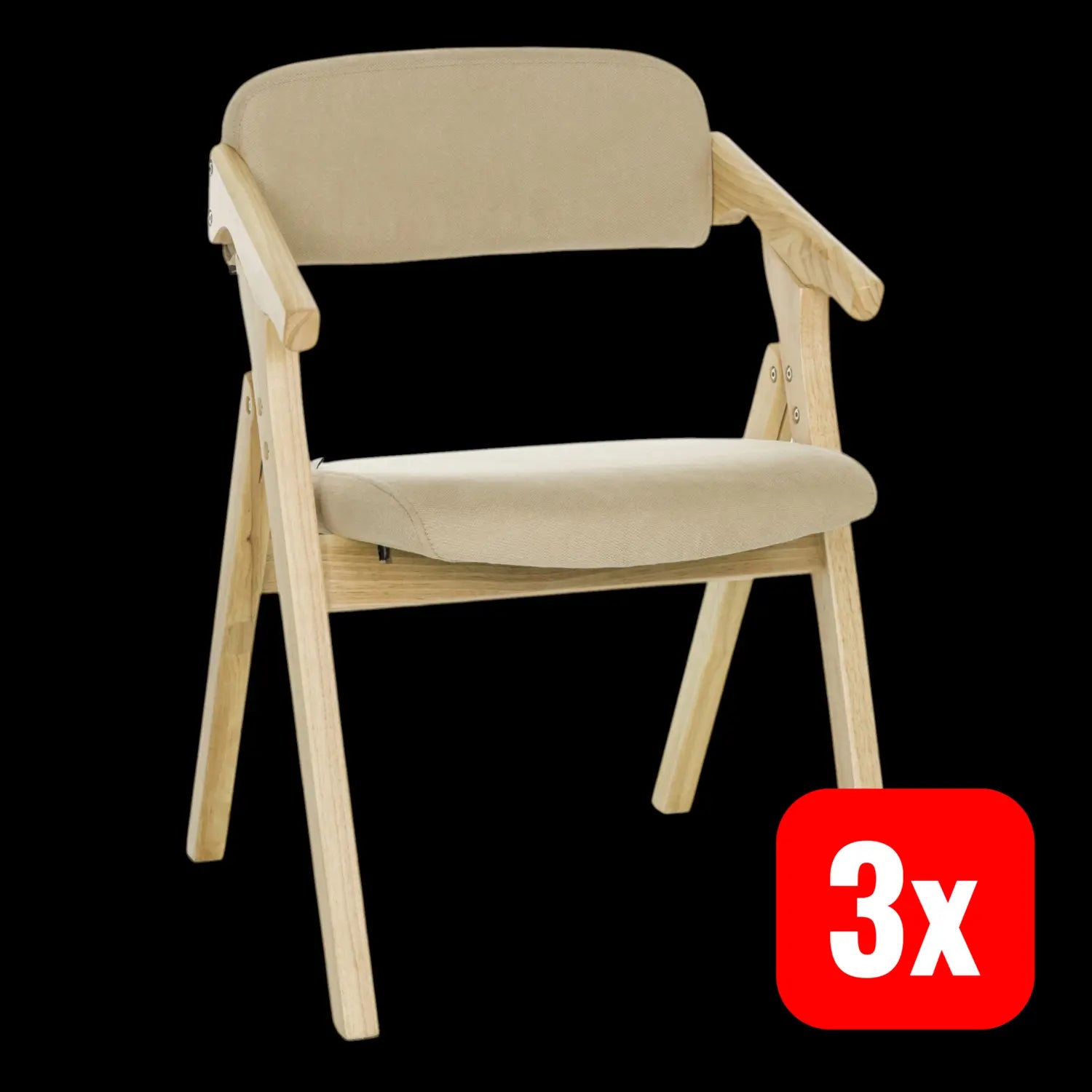 B-Ware Hjh Office Besucherstuhl Klappstuhl Scandio Holzrahmen Beige Stoff 3 Stück - 4064323035008