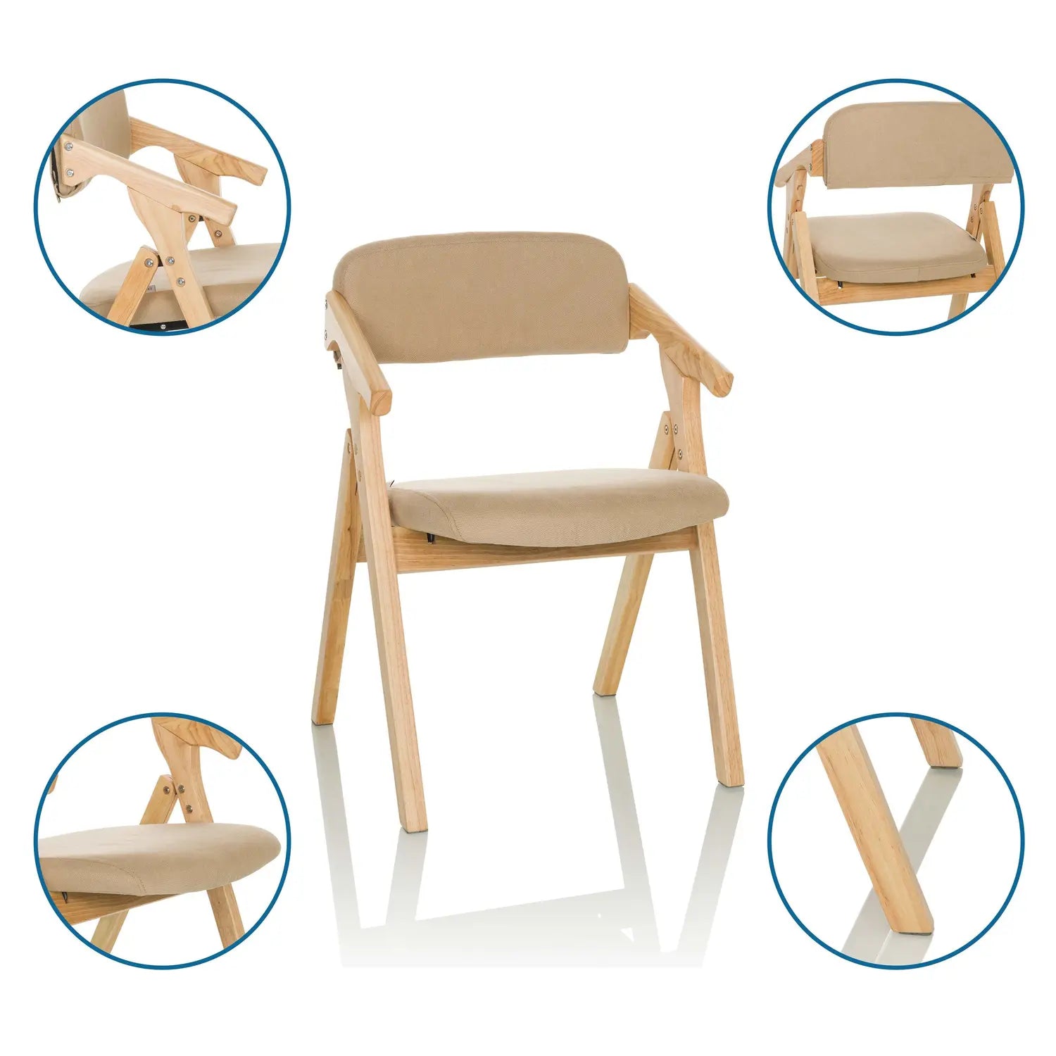 B-Ware Hjh Office Besucherstuhl Klappstuhl Scandio Holzrahmen Beige Stoff 3 Stück - 4064323035008