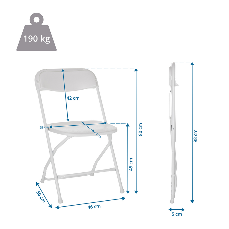 hjh OFFICE Besucherstuhl Klappstuhl Stuhl TUDELA XXL W Kunststoff weiß Indoor - 4064323037132
