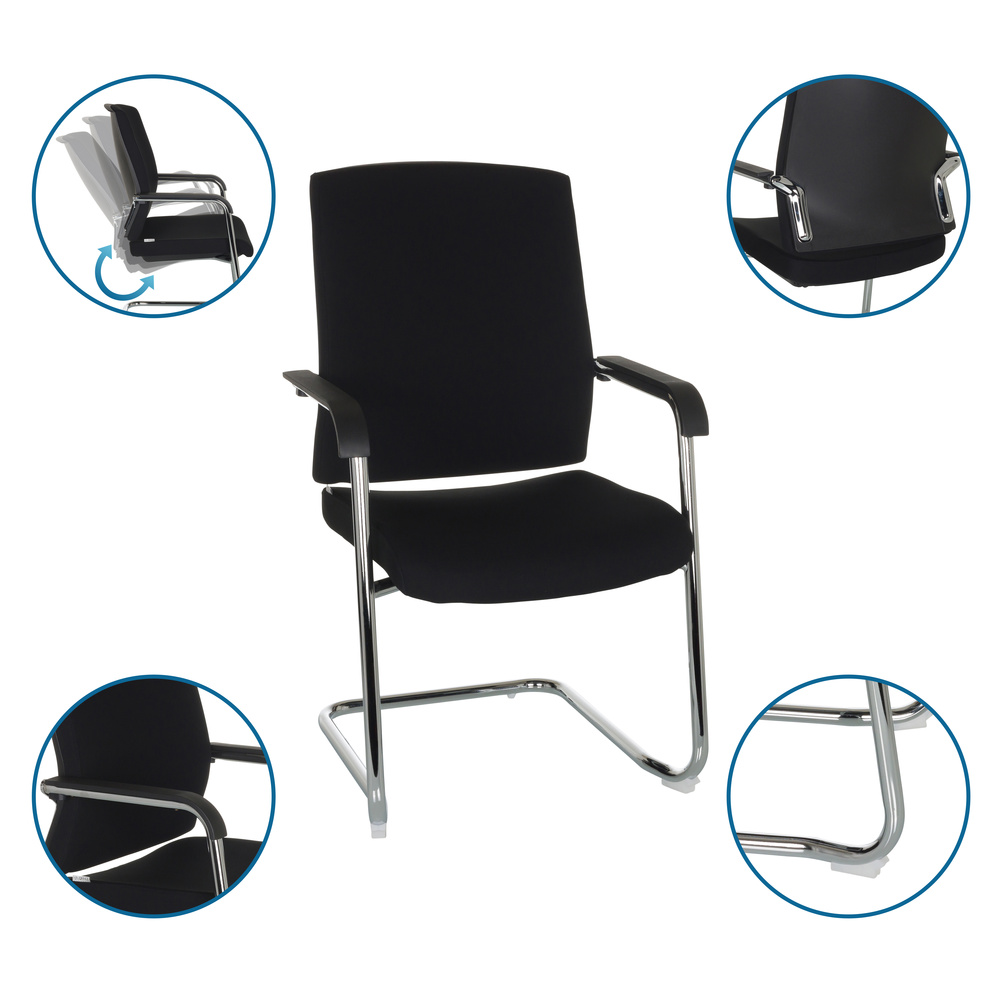 B-Ware Hjh Office Besucherstuhl Konferenzstuhl Schwarz Stapelbar Freischwinger Möbel374 - 4064323035367