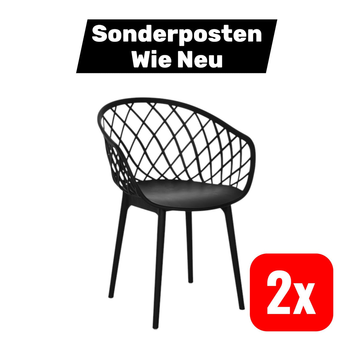 hjh OFFICE Besucherstuhl Schalenstuhl Stuhl Kunststoff Netzrücken 2 STÜCK - 4064323037224