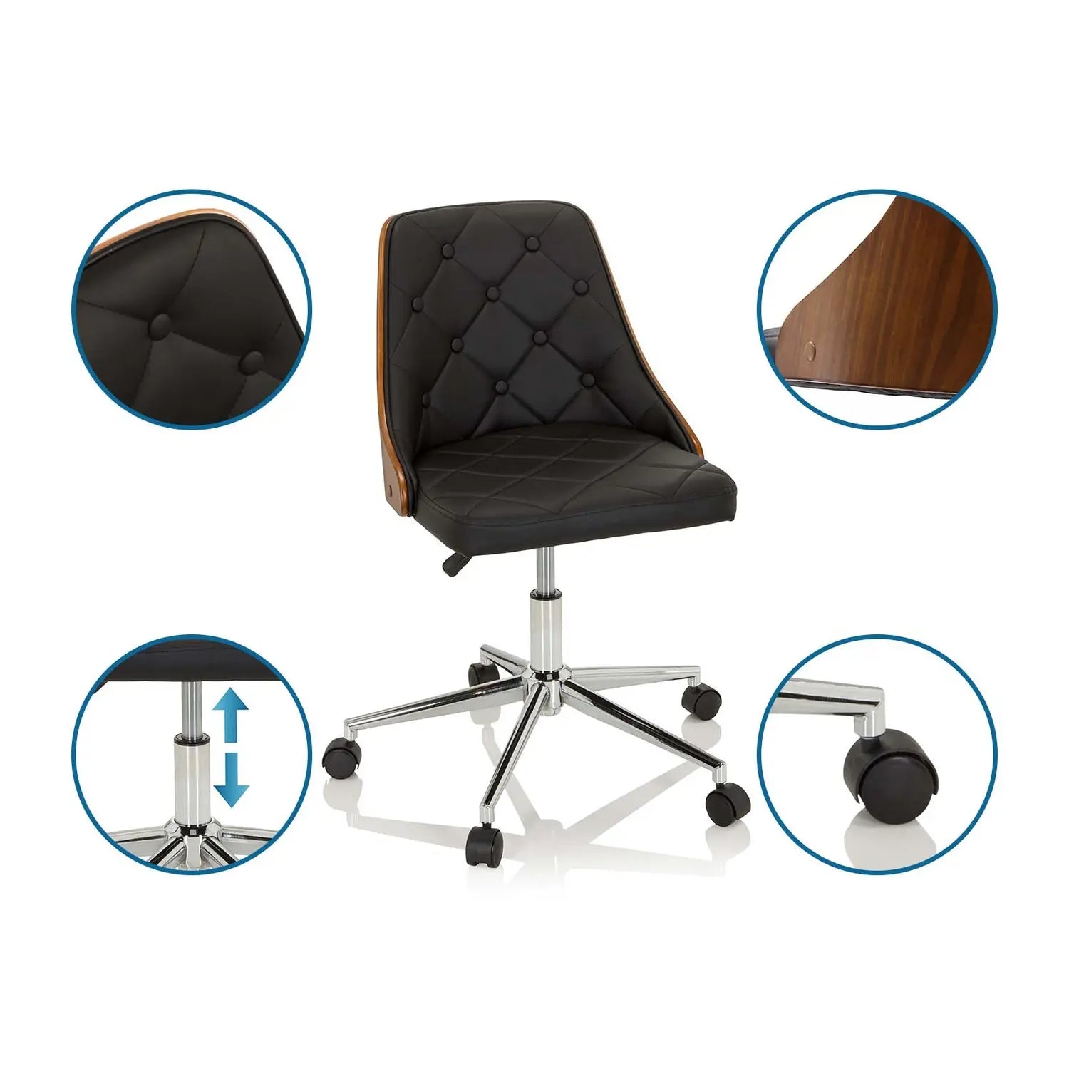 B-Ware Hjh Office Bürostuhl Drehstuhl Chefsessel Kunstleder Schwarz Home Office Retro - 4064323017103