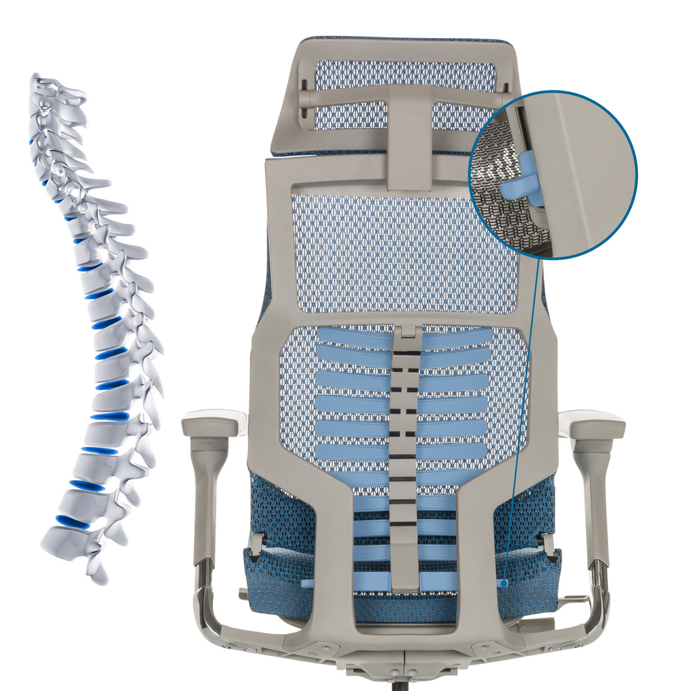 B-Ware Hjh Office Bürostuhl Chefsessel Drehstuhl Dynafit Ii G Netzstoff Blau Armlehne - 4064323035633