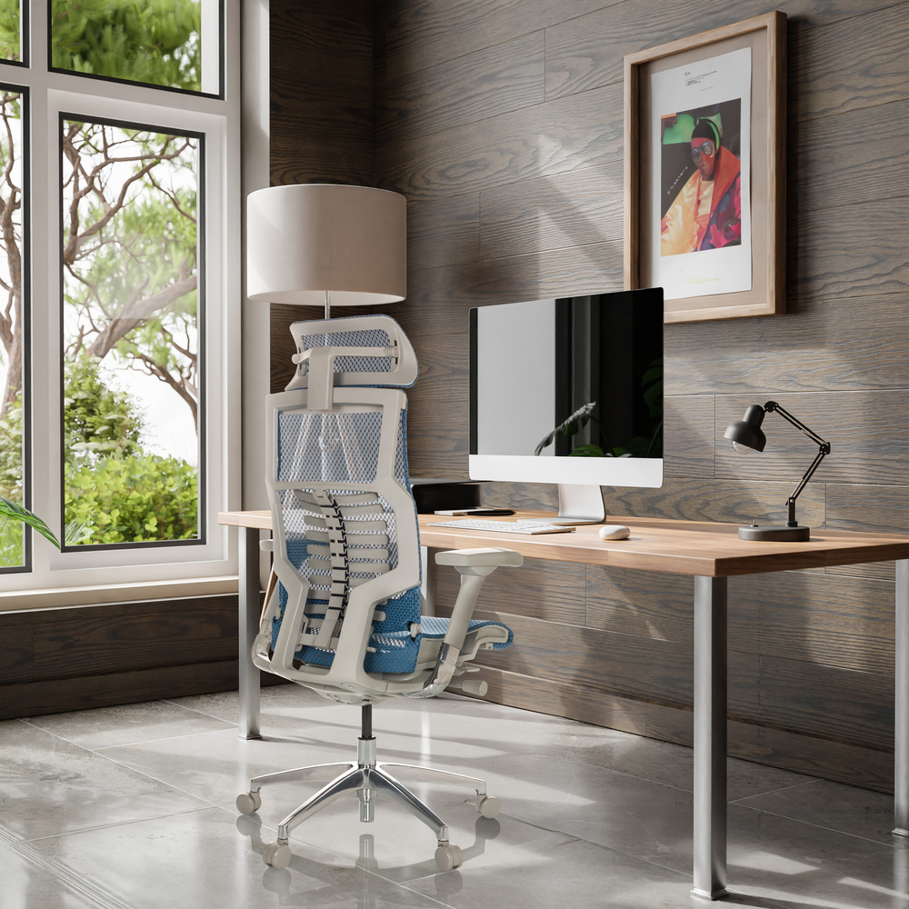 B-Ware Hjh Office Bürostuhl Chefsessel Drehstuhl Dynafit Ii G Netzstoff Blau Armlehne - 4064323035633