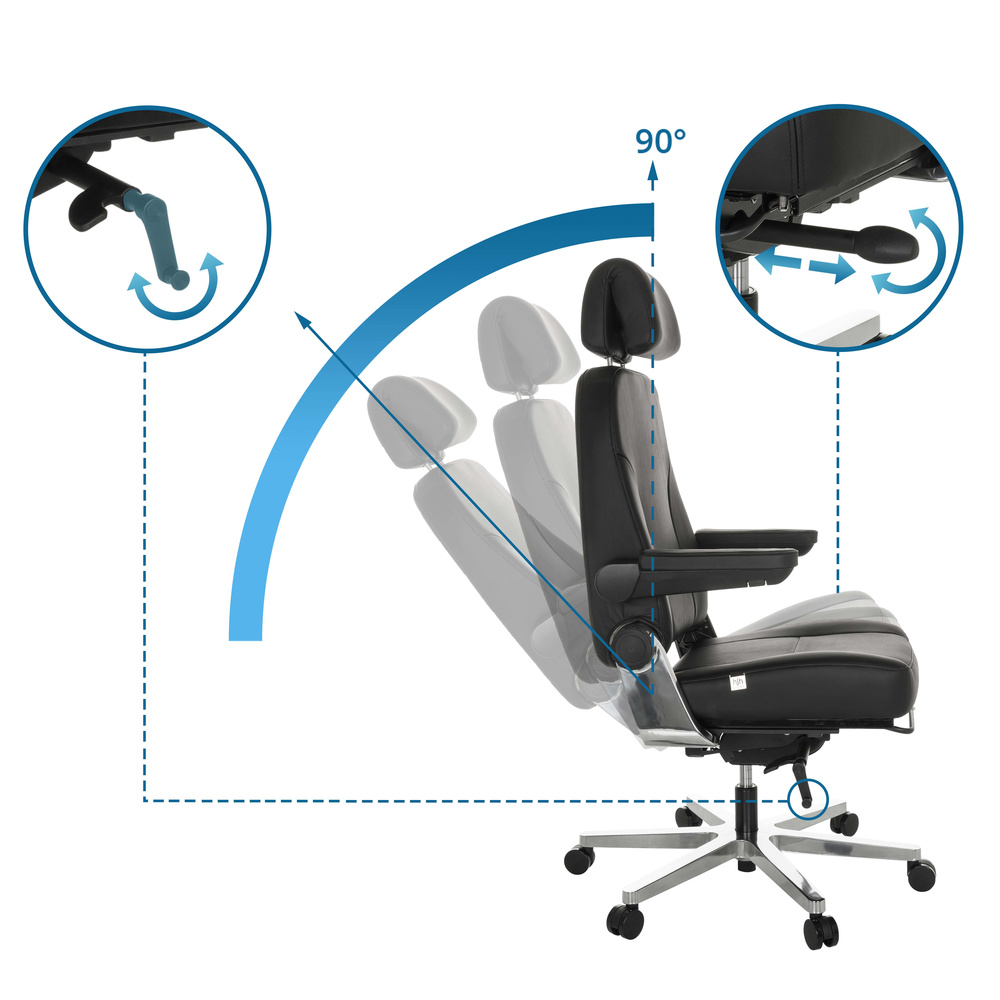 B-Ware Hjh Office Bürostuhl Chefsessel 24 Hours F Leder Schwarz Sessel Stuhl Möbel - 4064323036234