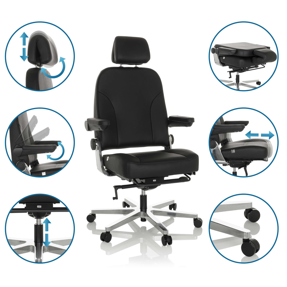 B-Ware Hjh Office Bürostuhl Chefsessel 24 Hours F Leder Schwarz Sessel Stuhl Möbel - 4064323036234