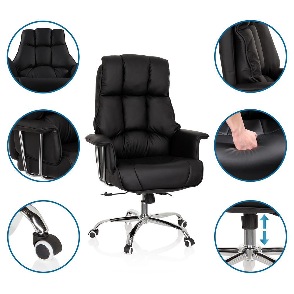 B-Ware Hjh Office Bürostuhl Chefsessel Commander Schreibtischstuhl Schwarz Kunstle242