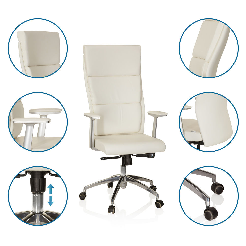 B-Ware Hjh Office Bürostuhl Chefsessel Monza 20 Leder Elfenbein Sessel Möbel Stuhl - 4260182537107