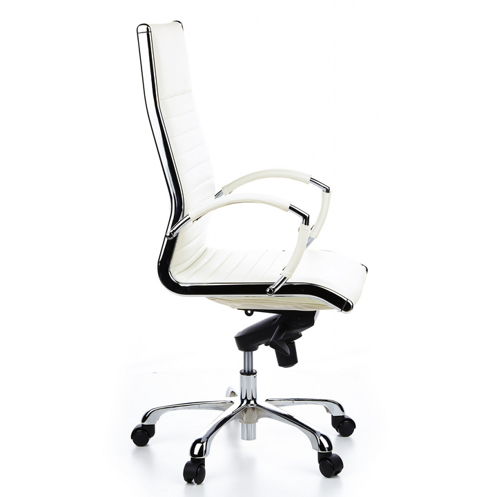 Hjh Office Bürostuhl Chefsessel Stuhl Leder Weiß Armlehne Rollensessel Parma 20 B-Ware - 4260182538494