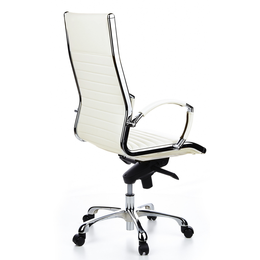 Hjh Office Bürostuhl Chefsessel Stuhl Leder Weiß Armlehne Rollensessel Parma 20 B-Ware - 4260182538494