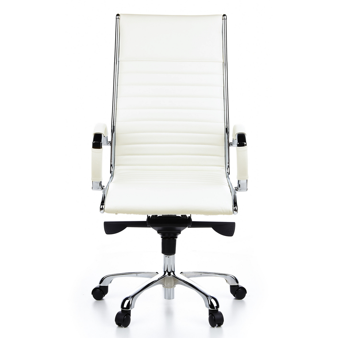 Hjh Office Bürostuhl Chefsessel Stuhl Leder Weiß Armlehne Rollensessel Parma 20 B-Ware - 4260182538494