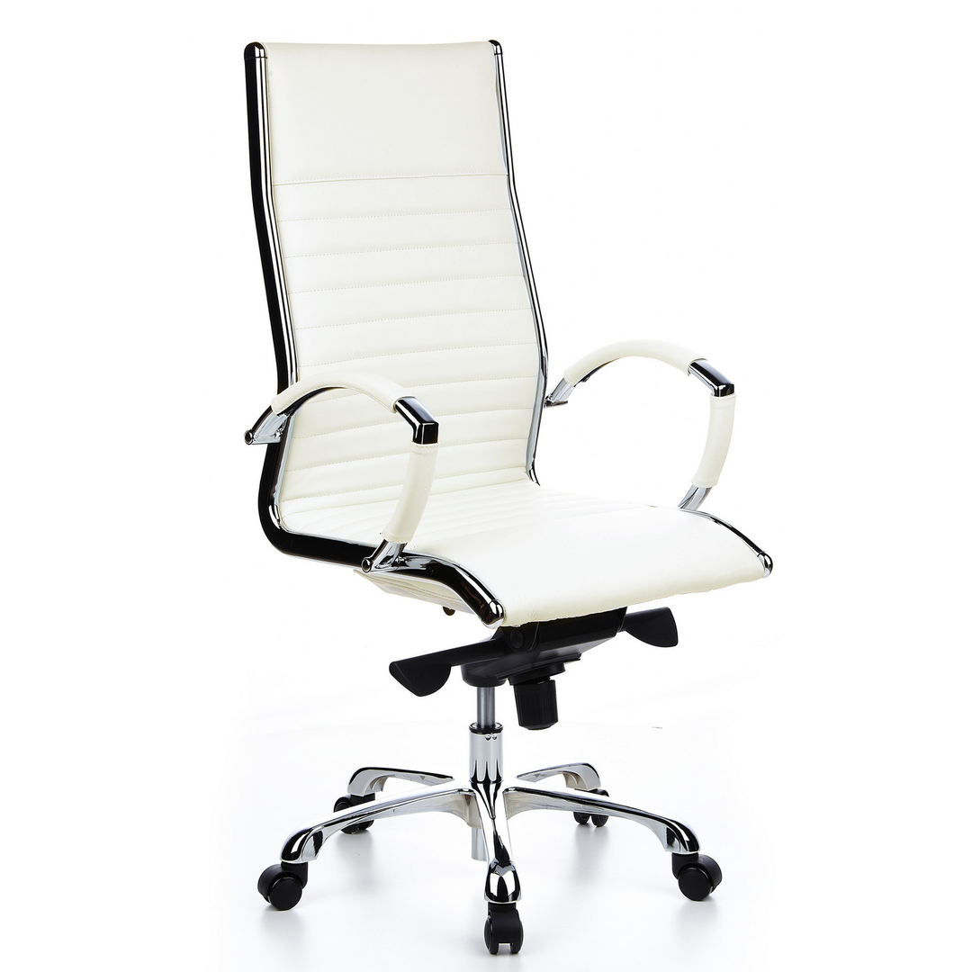 Hjh Office Bürostuhl Chefsessel Stuhl Leder Weiß Armlehne Rollensessel Parma 20 B-Ware - 4260182538494
