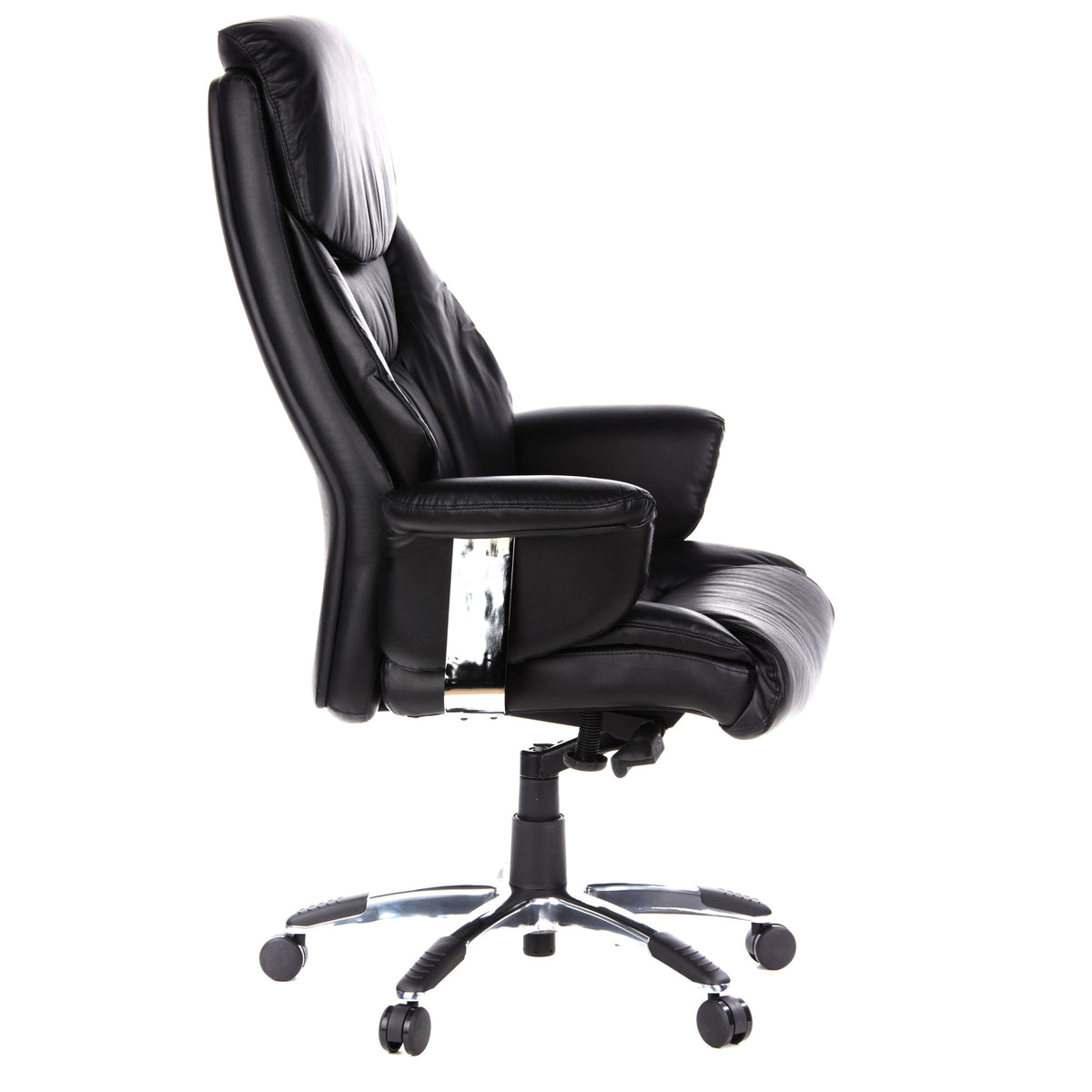 hjh OFFICE Bürostuhl Chefsessel Stuhl Leder schwarz mit Armlehnen Teppichrollen - 4260182541098
