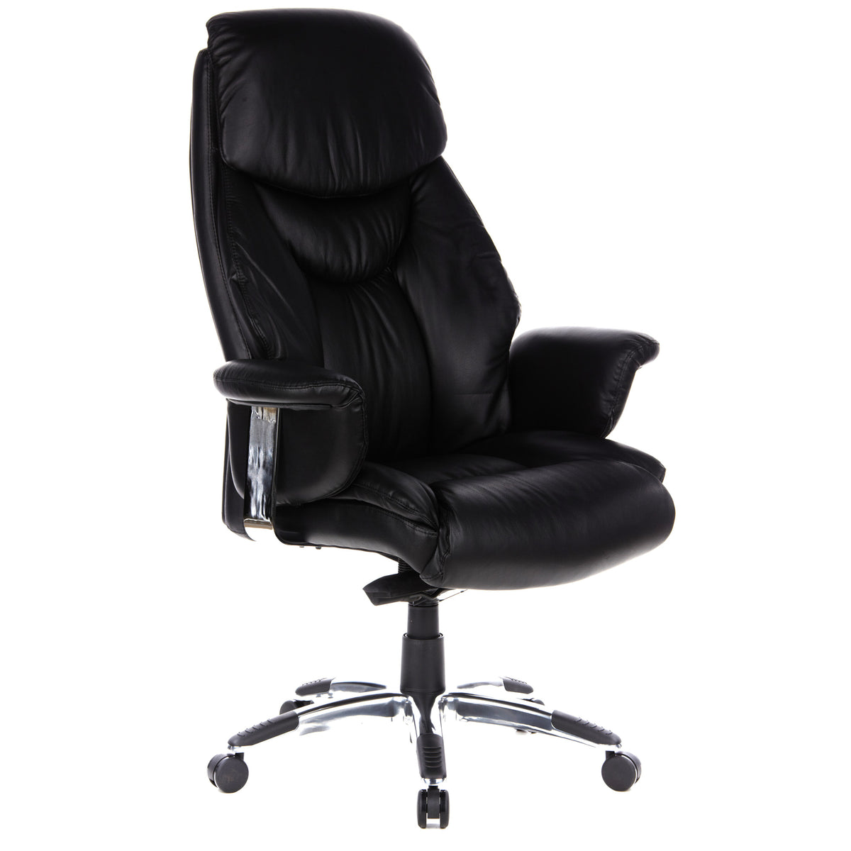 hjh OFFICE Bürostuhl Chefsessel Stuhl Leder schwarz mit Armlehnen Teppichrollen - 4260182541098