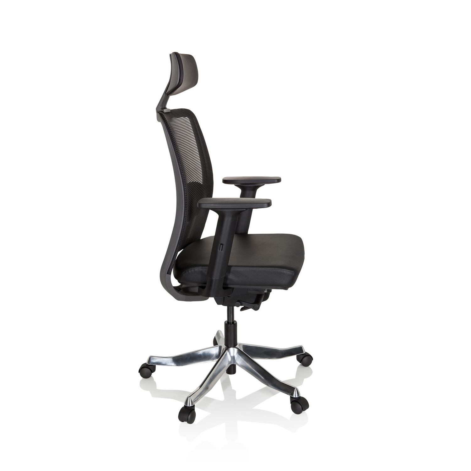 Hjh Office Bürostuhl Drehstuhl Senator Pro Netzstoff Leder Schwarz Stuhl Sessel B-Ware - 4064323000334