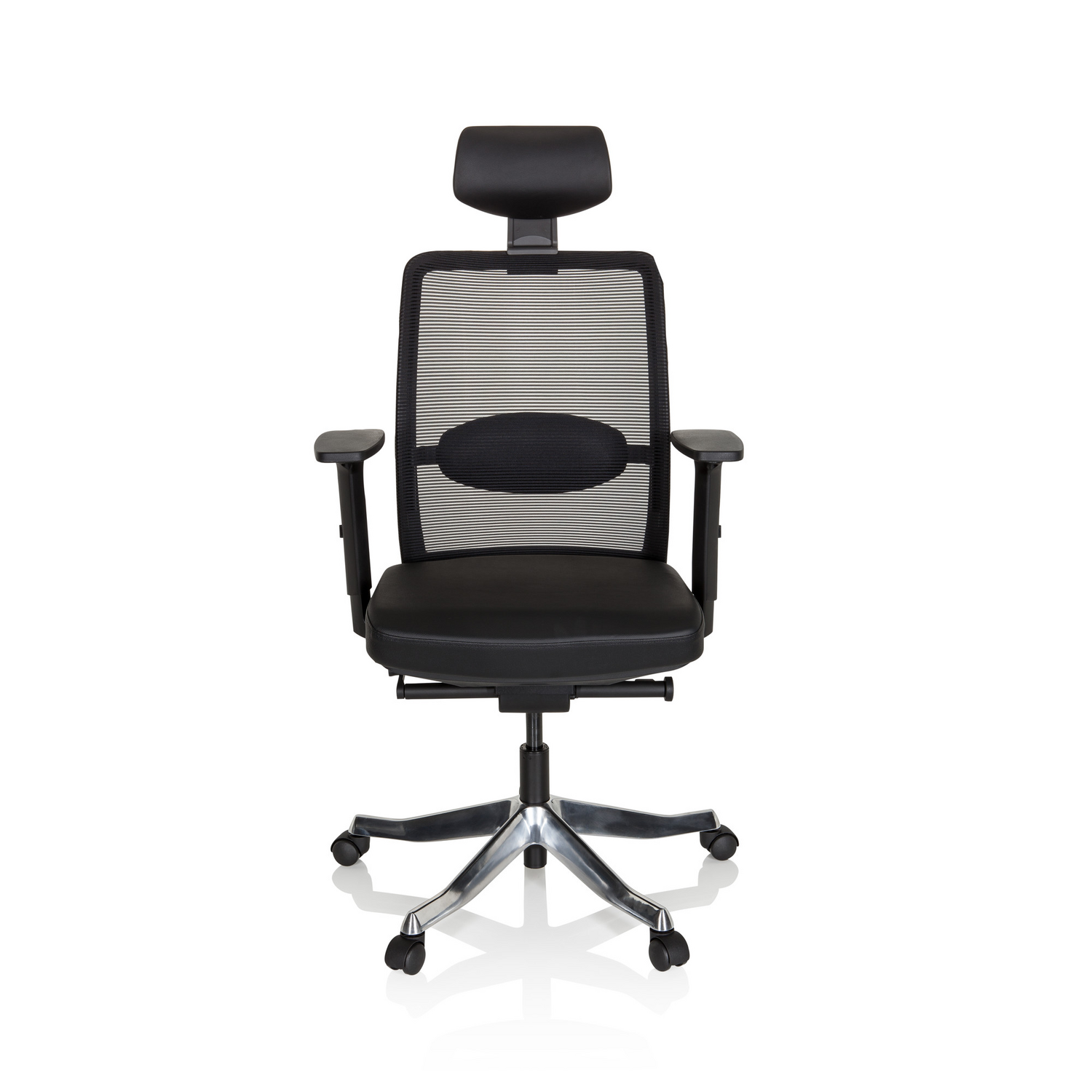Hjh Office Bürostuhl Drehstuhl Senator Pro Netzstoff Leder Schwarz Stuhl Sessel B-Ware - 4064323000334
