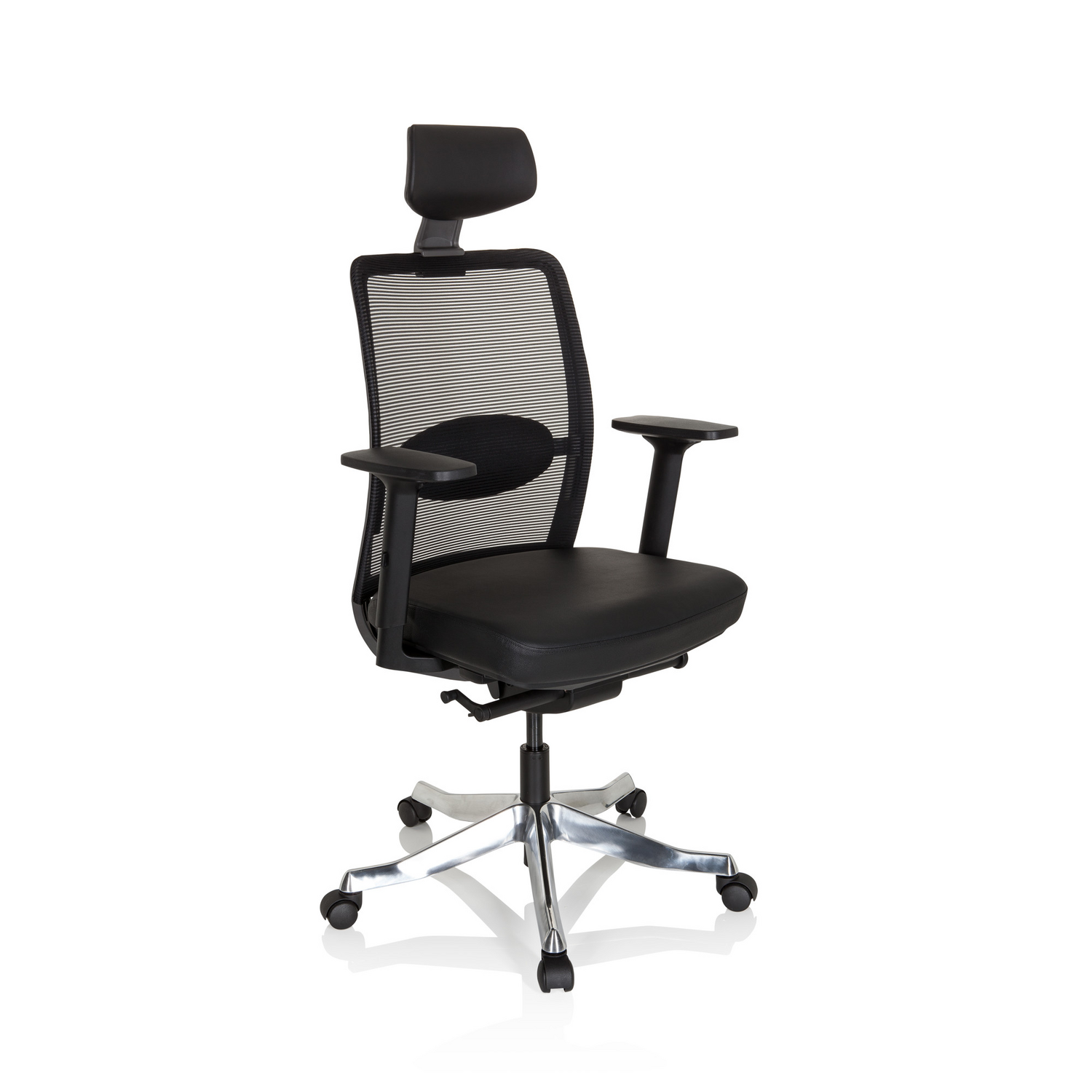 Hjh Office Bürostuhl Drehstuhl Senator Pro Netzstoff Leder Schwarz Stuhl Sessel B-Ware - 4064323000334