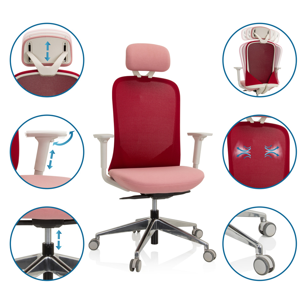 B-Ware Hjh Office Bürostuhl Drehstuhl Aveza Pro Netzstoff Stoff Rosa Höhenverstellbar - 4064323017165