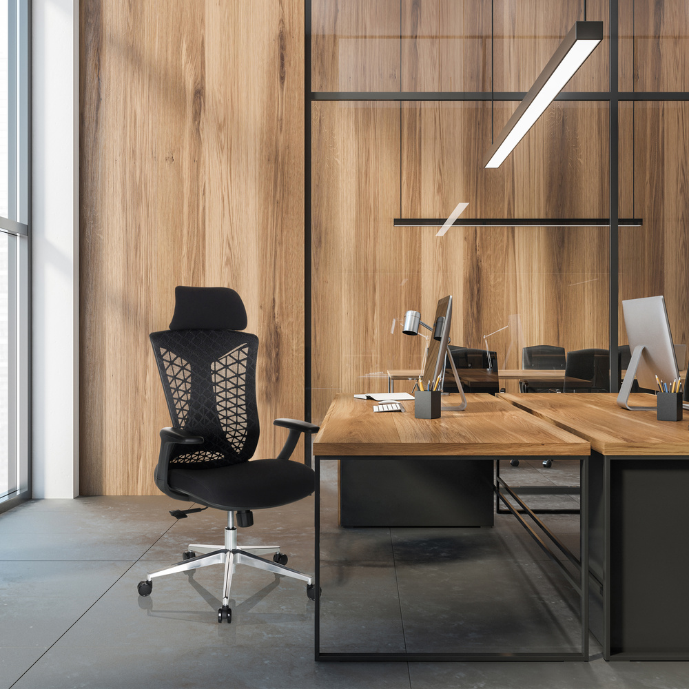 B-Ware Hjh Office Bürostuhl Drehstuhl Stuhl Netzstoff Kopfstütze Synchronmechanik - 4064323028376