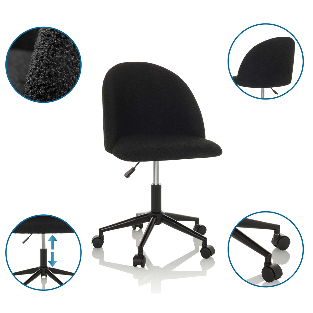 Hjh Office Bürostuhl Drehstuhl Solao Ted B Bouclé Schwarz Stuhl Sessel Möbel B-Ware - 4064323036548