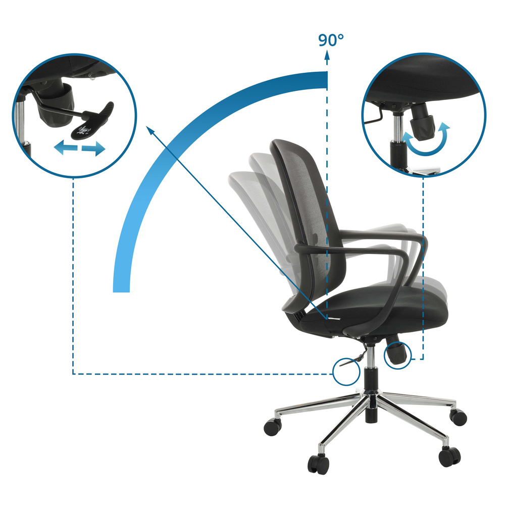 B-Ware Hjh Office Bürostuhl Drehstuhl Sediolo B Home Office Netzstoff Stoff Schwarz     - 4064323037613