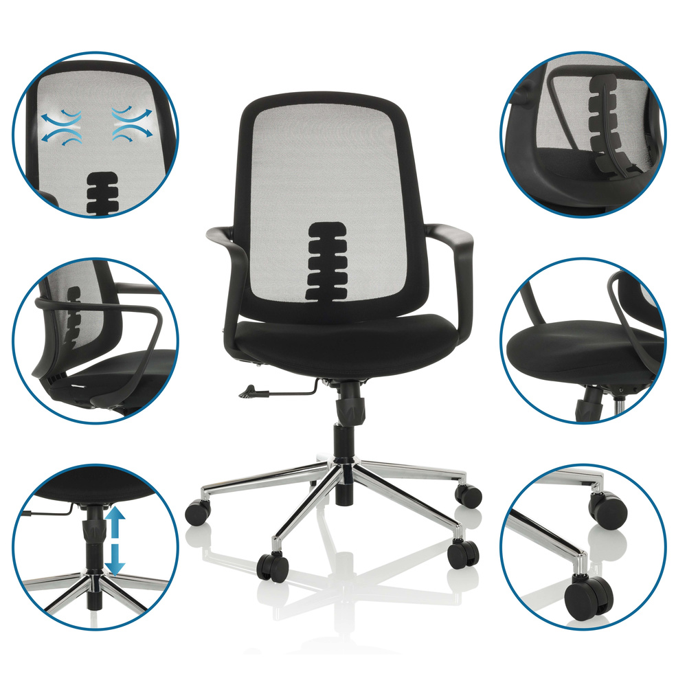 B-Ware Hjh Office Bürostuhl Drehstuhl Sediolo B Home Office Netzstoff Stoff Schwarz     - 4064323037613
