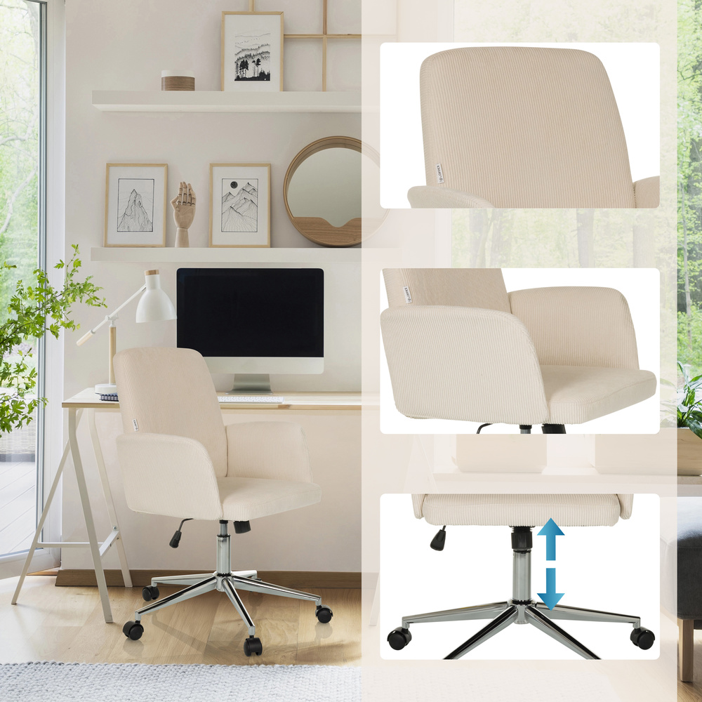 B-Ware Hjh Office Bürostuhl Drehstuhl Schalenstuhl Solao Cord Stoff Beige Siehe Text - 4064323038535