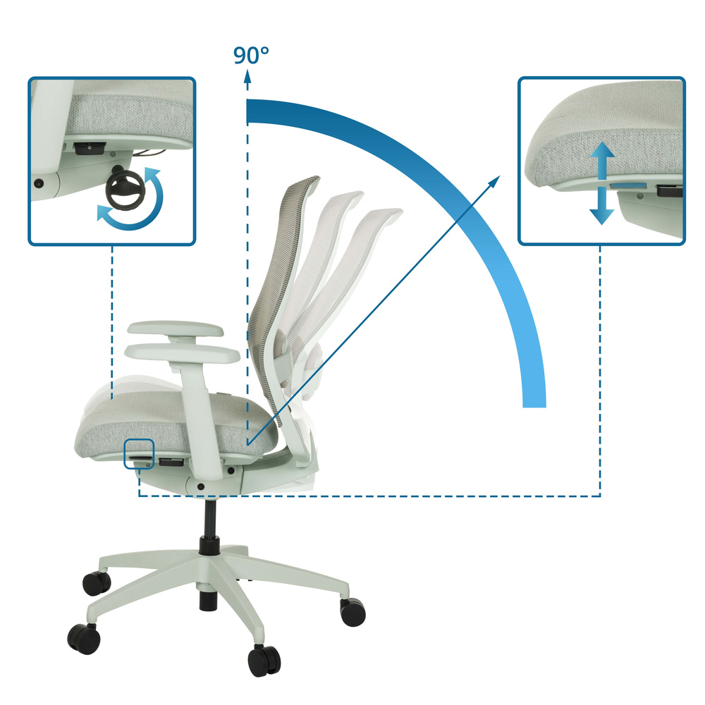 B-Ware Hjh Office Bürostuhl Drehstuhl Stuhl Colore Netzstoff Lichtgrau Profi Bürostühl - 4064323045465