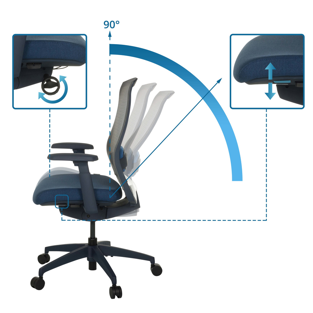 B-Ware Hjh Office Bürostuhl Drehstuhl Schreibtischstuhl Colore Netzstoff Blau Profi496 - 4064323045489