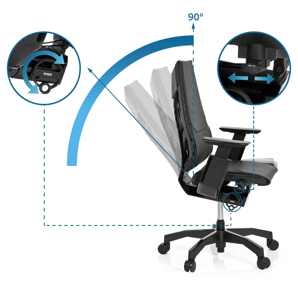 B-Ware Hjh Office Bürostuhl Drehstuhl Stuhl Genidia Black Leder Schwarz Lordosenstüt298 - 4251084609856