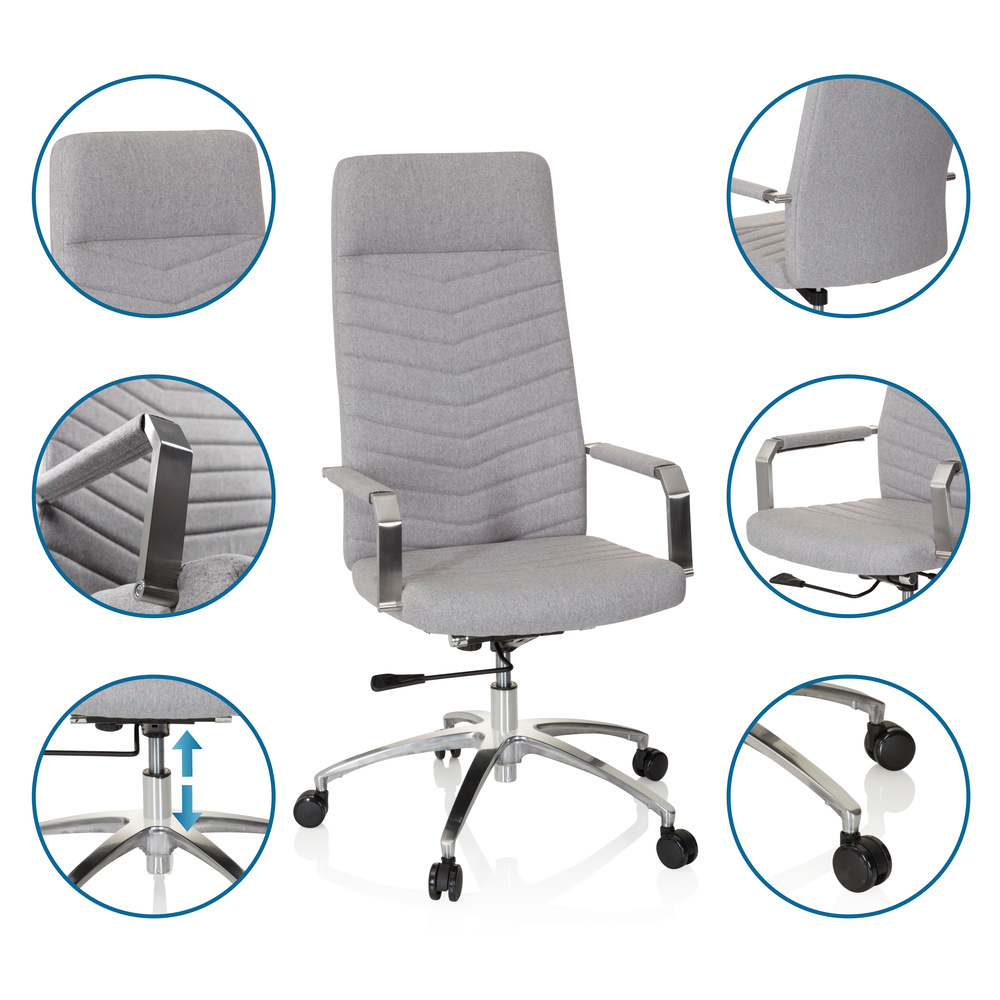 B-Ware Hjh Office Bürostuhl Drehstuhl Stuhl Saranto Plus Stoff Hellgrau Armlehnen468 - 4251084675899